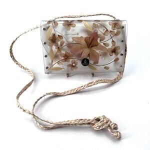 Organique Boho Hippie Pressed Flower Clear Cottagecore Crossbody Handbag